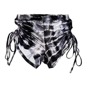 Black‎ And White Sexy Tie Dye Athletic Shorts High Waist Workout Running Large